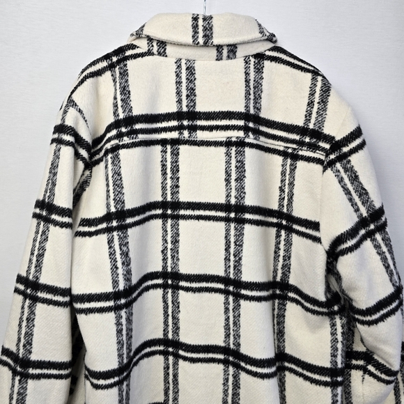 Levi's Women's Wool Blend Sherpa Plaid Lined Long Shacket Size Large - Picture 13 of 14